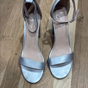 Elegant Silver Heeled Sandals